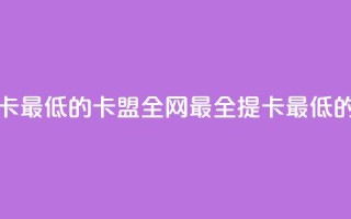 全网辅助最全提卡最低的卡盟 - 全网最全提卡最低的卡盟合集!