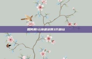 如何用1元快速获得3万粉丝