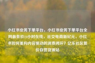 小红书业务下单平台，小红书业务下单平台全网最低价24小时在线，社交电商新纪元，小红书如何重构内容驱动的消费闭环？亿乐社区低价自营货源站