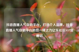 抖音直播人气自助平台，打造个人品牌，抖音直播人气自助平台助您一臂之力亿乐社区SUP货源站