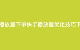 快手播放量下单(快手播放量优化技巧)