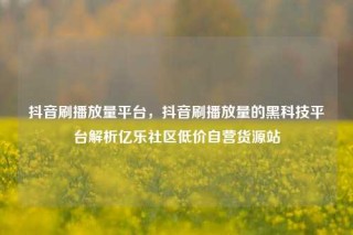 抖音刷播放量平台，抖音刷播放量的黑科技平台解析亿乐社区低价自营货源站