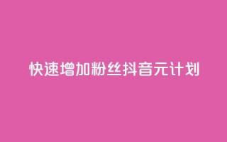 快速增加1000粉丝：抖音1元计划！
