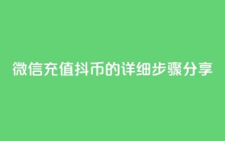 微信充值抖币的详细步骤分享