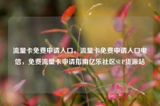 流量卡免费申请入口，流量卡免费申请入口电信，免费流量卡申请指南亿乐社区SUP货源站