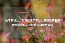 快手刷粉丝，如何在快手平台上高效地获取和增加粉丝亿乐社区低价自营货源站