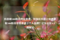 抖音刷1000粉丝网站免费，如何在抖音上快速获取1000粉丝并免费建立个人品牌？亿乐社区SUP货源站