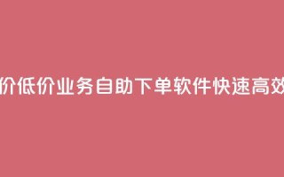 ks业务自助下单软件最低价 - 低价KS业务自助下单软件：快速高效的订单管理工具~
