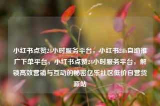 小红书点赞24小时服务平台，小红书24h自助推广下单平台，小红书点赞24小时服务平台，解锁高效营销与互动的秘密亿乐社区低价自营货源站