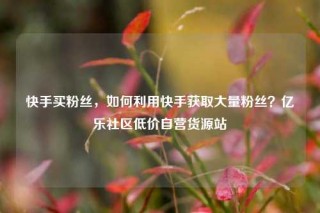 快手买粉丝，如何利用快手获取大量粉丝？亿乐社区低价自营货源站