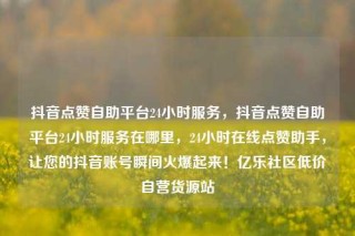 抖音点赞自助平台24小时服务，抖音点赞自助平台24小时服务在哪里，24小时在线点赞助手，让您的抖音账号瞬间火爆起来！亿乐社区低价自营货源站