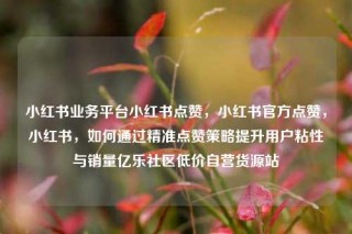 小红书业务平台小红书点赞，小红书官方点赞，小红书，如何通过精准点赞策略提升用户粘性与销量亿乐社区低价自营货源站