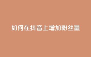 如何在抖音上增加粉丝量？