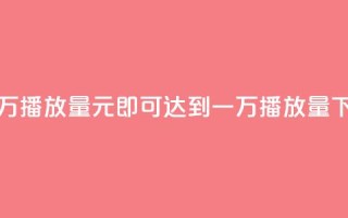 1元一万播放量(1元即可达到一万播放量)