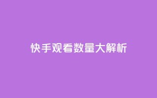 快手观看数量大解析