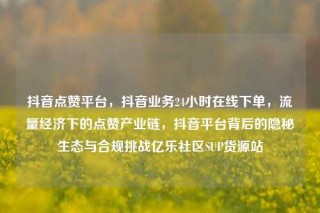 抖音点赞平台，抖音业务24小时在线下单，流量经济下的点赞产业链，抖音平台背后的隐秘生态与合规挑战亿乐社区SUP货源站