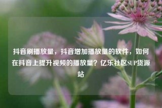 抖音刷播放量，抖音增加播放量的软件，如何在抖音上提升视频的播放量？亿乐社区SUP货源站