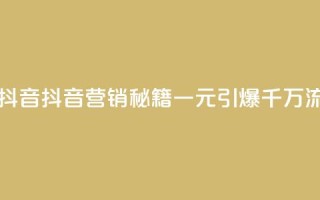 一元一千抖音 - 抖音营销秘籍：一元引爆千万流量~