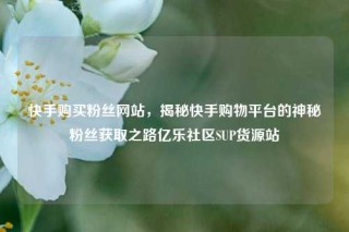 快手购买粉丝网站，揭秘快手购物平台的神秘粉丝获取之路亿乐社区SUP货源站