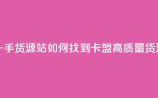 卡盟第一手货源站 - 如何找到卡盟高质量货源？!