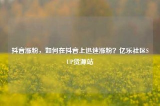 抖音涨粉，如何在抖音上迅速涨粉？亿乐社区SUP货源站