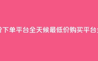 24小时全网最低价下单平台 - 全天候最低价购买平台全新上线!