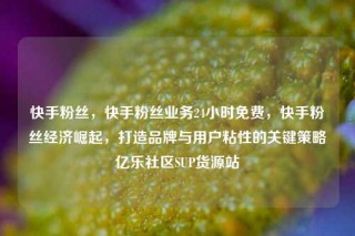快手粉丝，快手粉丝业务24小时免费，快手粉丝经济崛起，打造品牌与用户粘性的关键策略亿乐社区SUP货源站