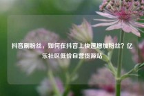 抖音刷粉丝，如何在抖音上快速增加粉丝？亿乐社区低价自营货源站