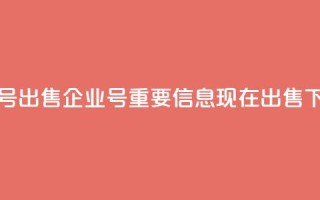 dy企业号出售(dy企业号：重要信息现在出售)