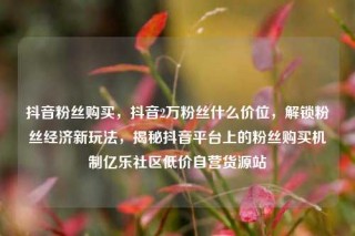 抖音粉丝购买，抖音2万粉丝什么价位，解锁粉丝经济新玩法，揭秘抖音平台上的粉丝购买机制亿乐社区低价自营货源站