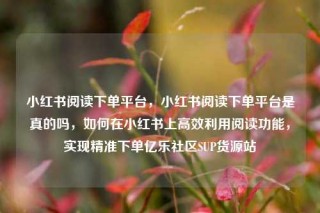 小红书阅读下单平台，小红书阅读下单平台是真的吗，如何在小红书上高效利用阅读功能，实现精准下单亿乐社区SUP货源站