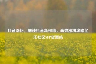 抖音涨粉，解锁抖音新秘籍，高效涨粉攻略亿乐社区SUP货源站