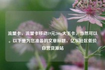 流量卡，流量卡移动19元200g大王卡，当然可以。以下是为您准备的文章标题，亿乐社区低价自营货源站