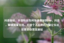 抖音粉丝，抖音粉丝如何快速增加到1000，抖音，解锁流量密码，打造个人品牌的力量亿乐社区低价自营货源站