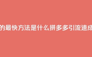 拼多多引流的最快方法是什么 - 拼多多引流速成秘籍!