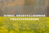 快手刷粉丝，如何在快手平台上高效刷取和维护粉丝亿乐社区低价自营货源站