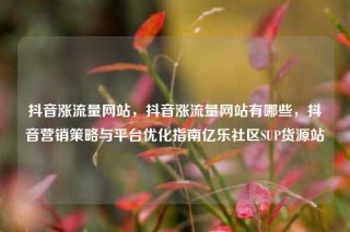 抖音涨流量网站，抖音涨流量网站有哪些，抖音营销策略与平台优化指南亿乐社区SUP货源站