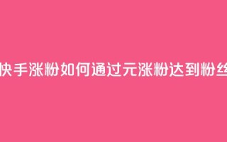 1元3000粉丝快手涨粉 - 如何通过1元涨粉达到3000粉丝？~