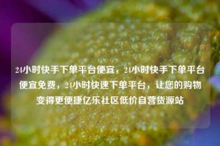 24小时快手下单平台便宜，24小时快手下单平台便宜免费，24小时快速下单平台，让您的购物变得更便捷亿乐社区低价自营货源站