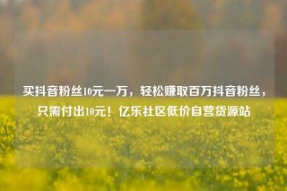 买抖音粉丝10元一万，轻松赚取百万抖音粉丝，只需付出10元！亿乐社区低价自营货源站