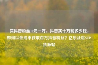 买抖音粉丝10元一万，抖音买十万粉多少钱，如何以低成本获取百万抖音粉丝？亿乐社区SUP货源站