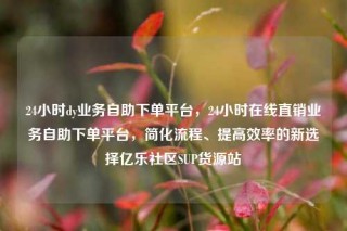 24小时dy业务自助下单平台，24小时在线直销业务自助下单平台，简化流程、提高效率的新选择亿乐社区SUP货源站