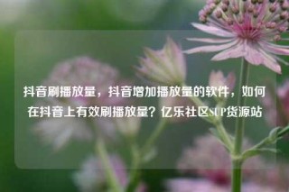 抖音刷播放量，抖音增加播放量的软件，如何在抖音上有效刷播放量？亿乐社区SUP货源站