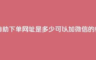 网红商城自助下单网址是多少 - 可以加微信的帅哥
