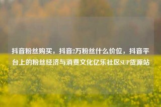 抖音粉丝购买，抖音2万粉丝什么价位，抖音平台上的粉丝经济与消费文化亿乐社区SUP货源站