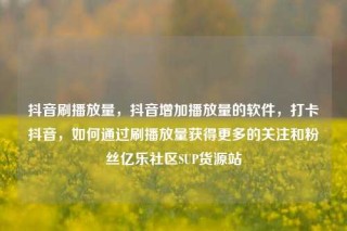 抖音刷播放量，抖音增加播放量的软件，打卡抖音，如何通过刷播放量获得更多的关注和粉丝亿乐社区SUP货源站