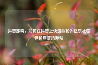 抖音涨粉，如何在抖音上快速涨粉？亿乐社区低价自营货源站