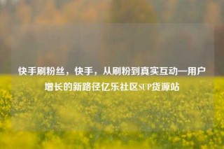 快手刷粉丝，快手，从刷粉到真实互动—用户增长的新路径亿乐社区SUP货源站