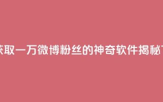 一元获取一万微博粉丝的神奇软件揭秘