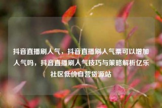 抖音直播刷人气，抖音直播刷人气票可以增加人气吗，抖音直播刷人气技巧与策略解析亿乐社区低价自营货源站